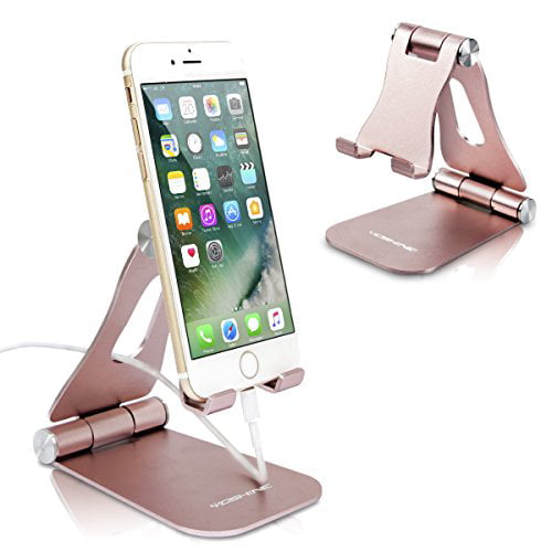 Adjustable Cell Phone Stands Tablet Stand Solid Aluminum Stand Charging Dock for All Smart Phones and Tablets Desk Phone Accessories Cell Phone Holder Rose Gold 
